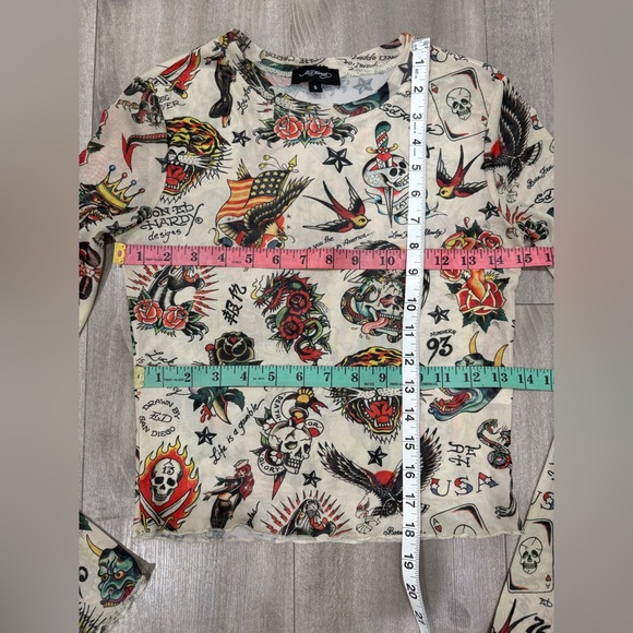 Ed Hardy Multicolor Tattoo Graphic Long Sleeve Tee - Picture 3 of 9